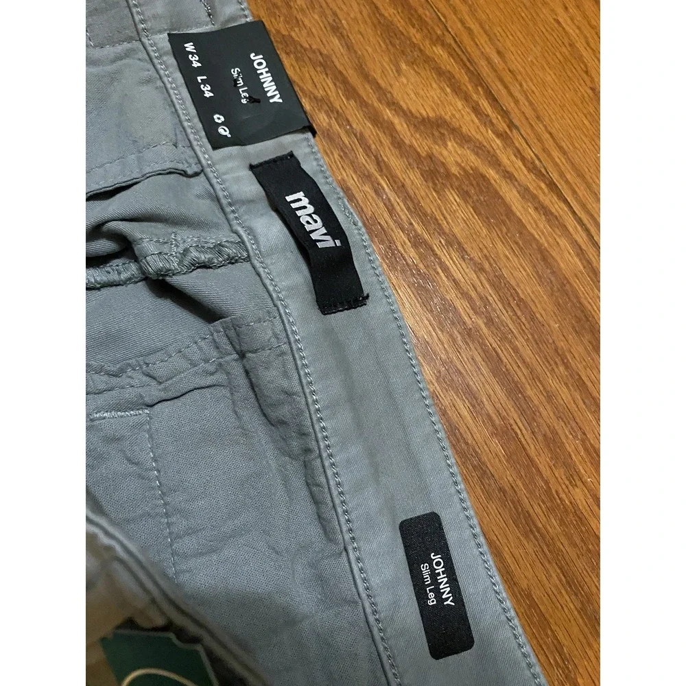 -NWT Mavi JOHNNY Slim Leg Men's Pants Shark Skin Twill Sz 34x34 Gray New! $108